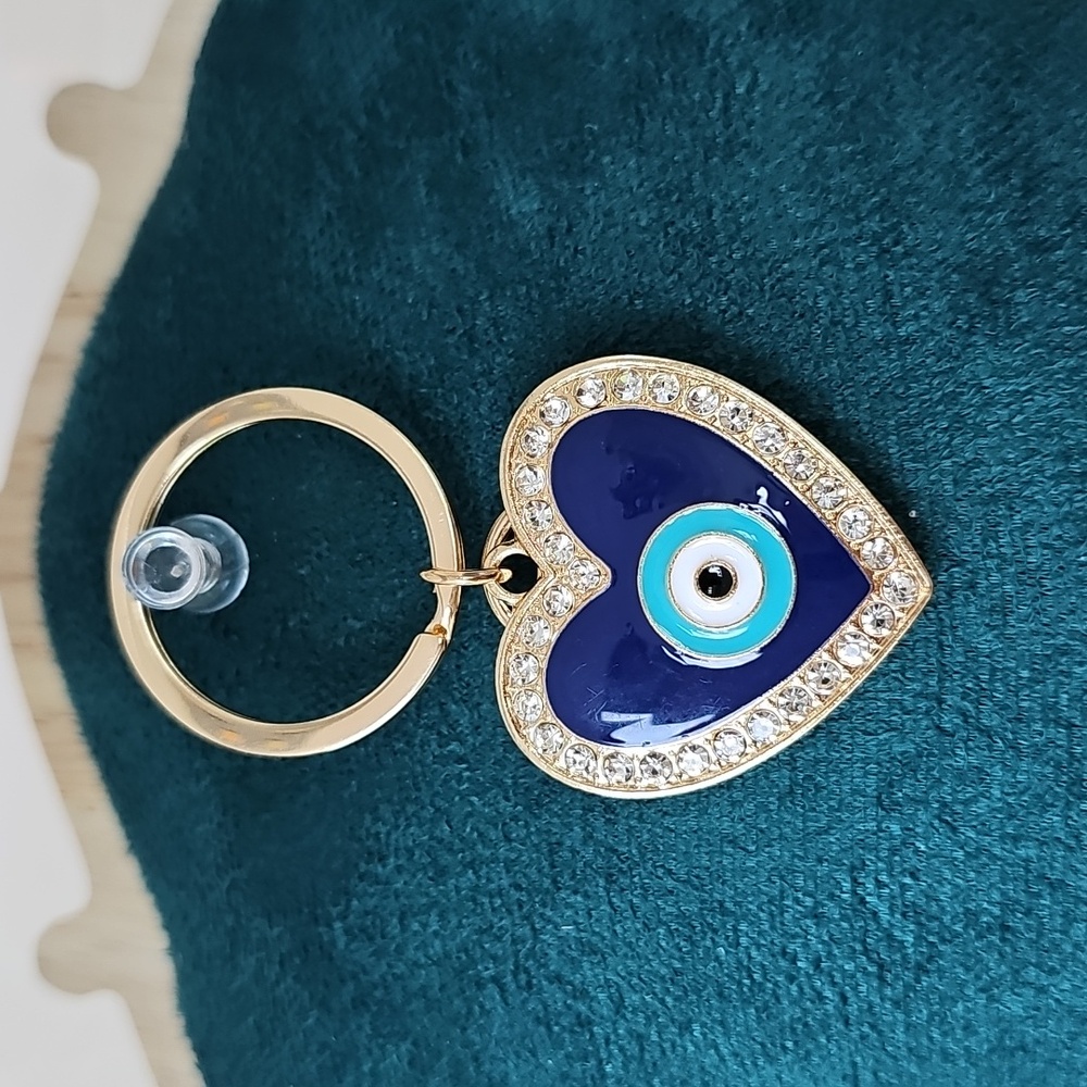 Rhinestone 💙 "Evil Eye" Keychain 🎒👜 Bag Charm ~ Protect, Luck 🍀 ~ Large